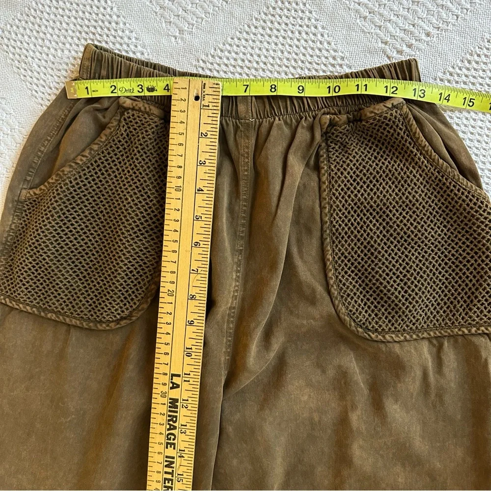 Y2K Gorpcore Utility Pants-Embroidered Patchwork Mesh Pockets-Earthy Brown-M - Picture 8 of 12
